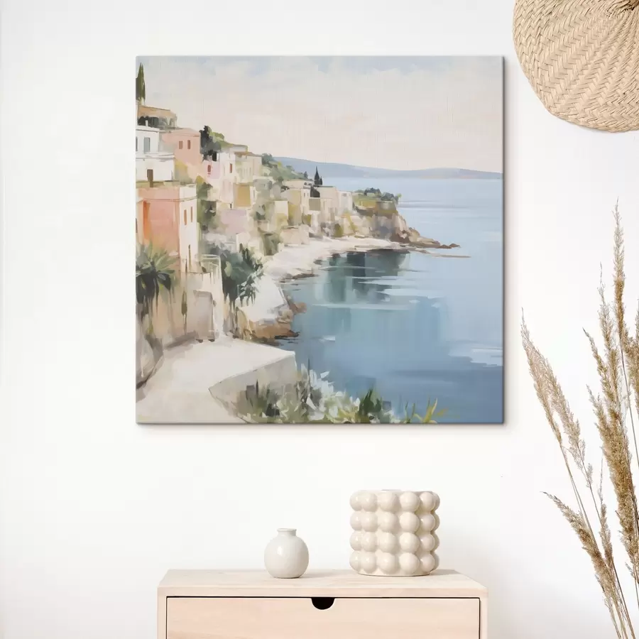 Obraz Krajobraz nadmorskiego miasteczka – imitacja obrazu s48675