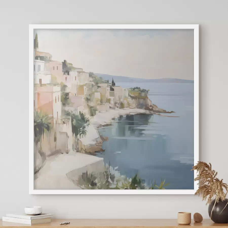 Fototapeta Krajobraz nadmorskiego miasteczka – imitacja obrazu f48675