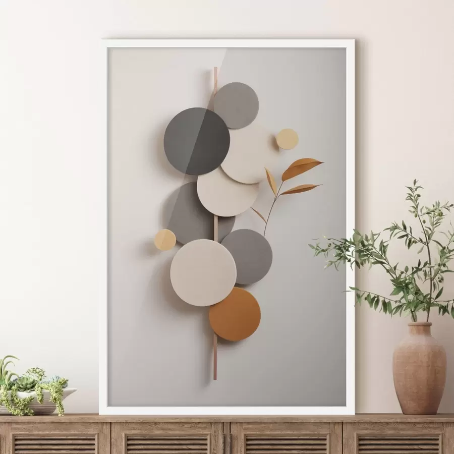 Fototapeta Abstrakcyjne koła z liśćmi w stonowanych barwach f48602