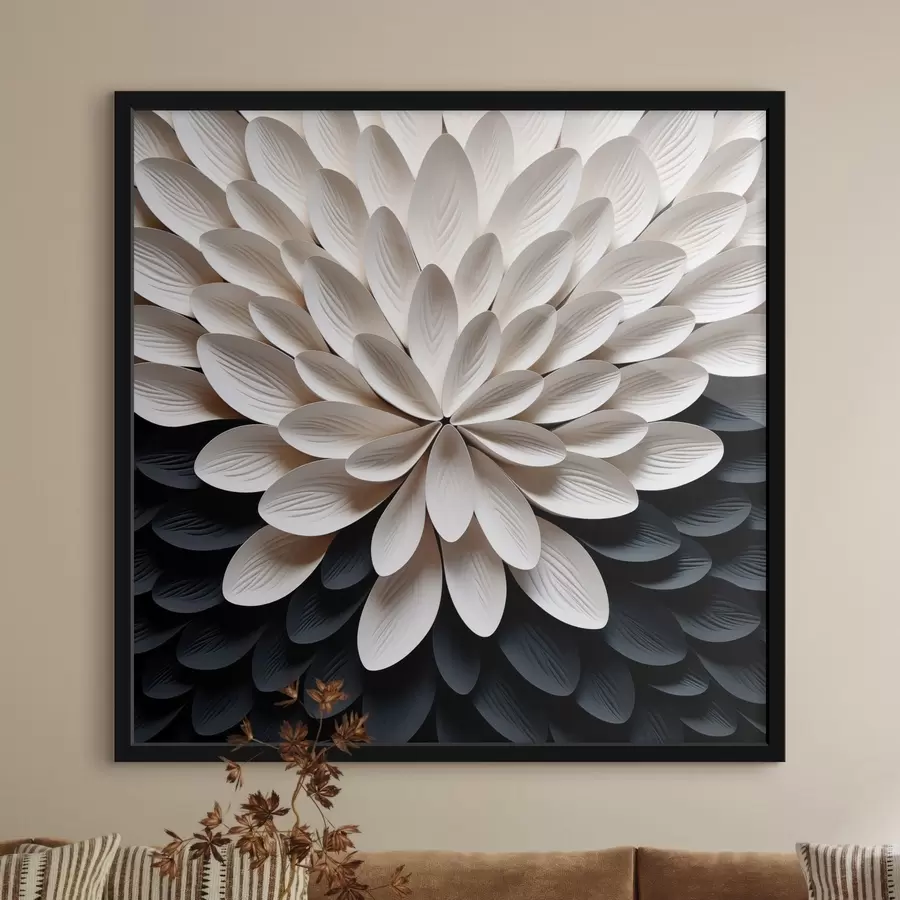 Fototapeta Abstrakcyjny kwiat złożony z wielu jasnych, warstwowych płatków f48605