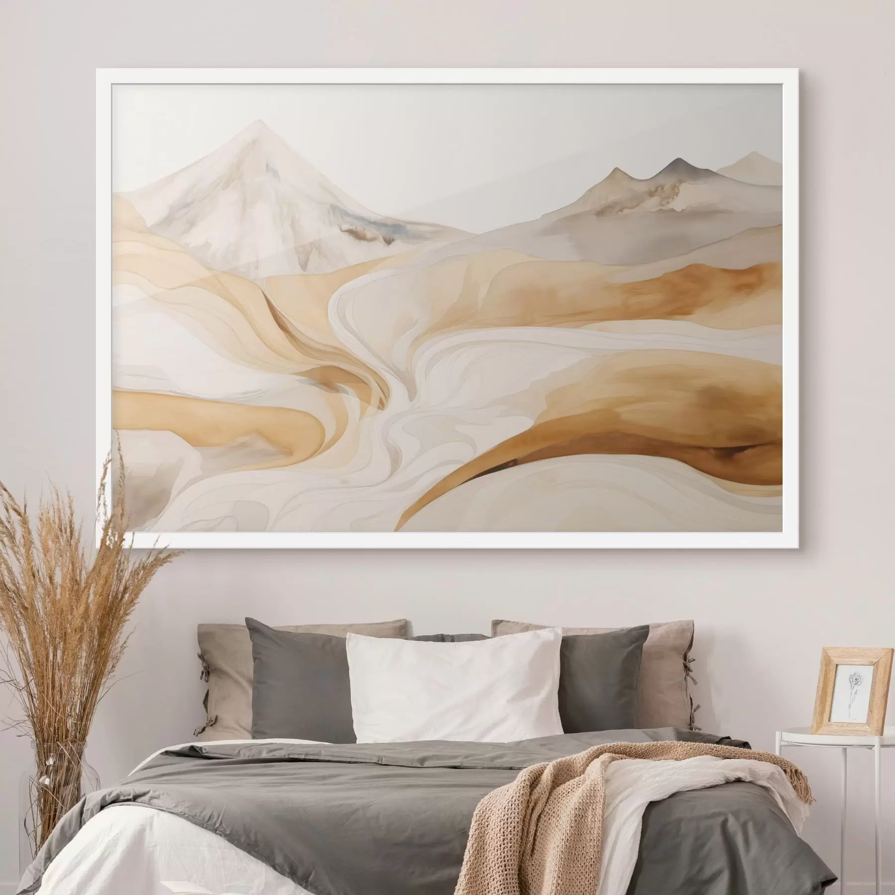 Fototapeta Stylizowany pejzaż z górami i płynnymi liniami f48626