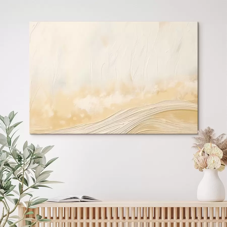 Obraz Abstrakcyjny pejzaż z delikatnymi falami i jasnymi odcieniami s48617