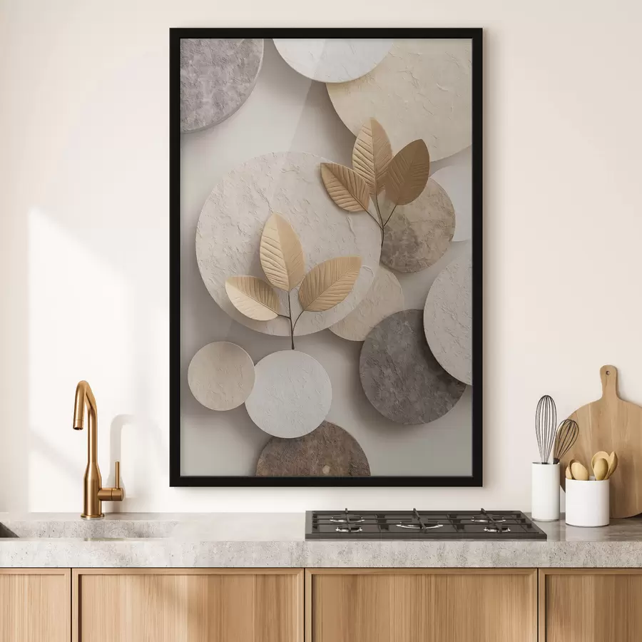 Fototapeta Kompozycja z liśćmi i okręgami f48692