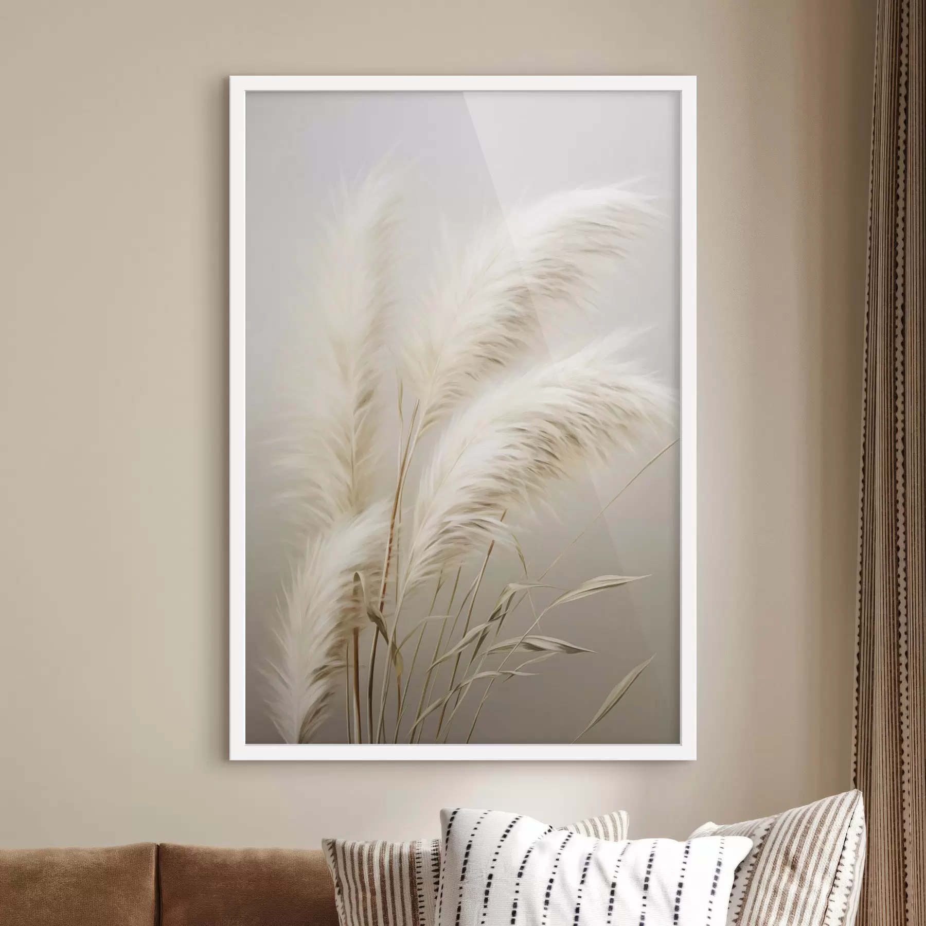 Fototapeta Kilka wysokich, pierzastych trawi pampasowych o długich, smukłych liściach f48724