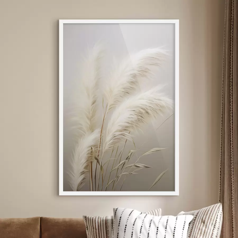 Fototapeta Kilka wysokich, pierzastych trawi pampasowych o długich, smukłych liściach f48724