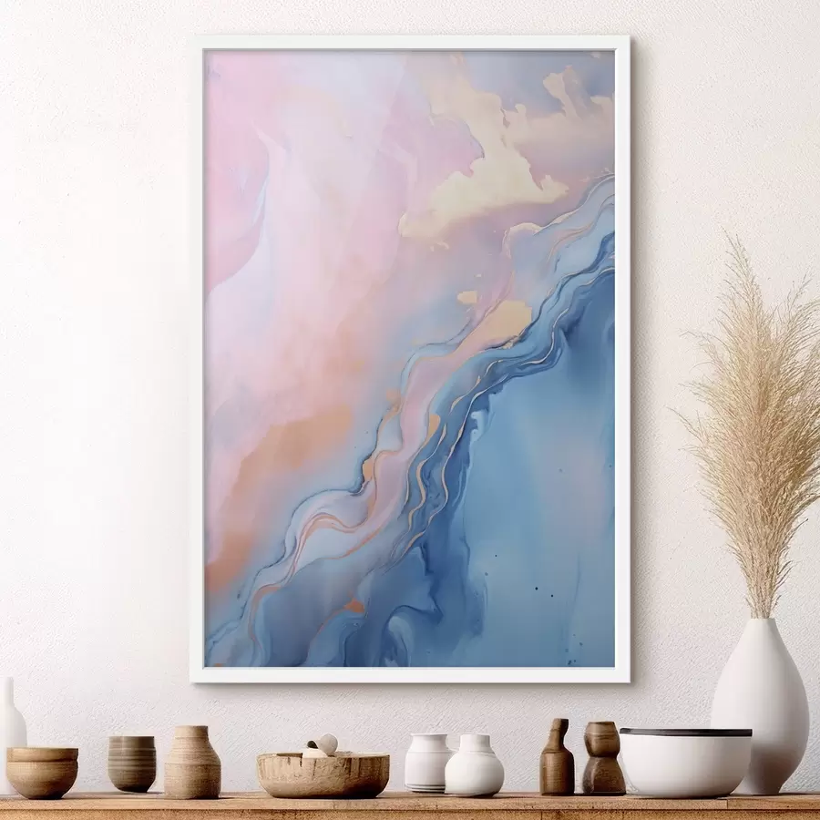 Fototapeta Abstrakcyjna sztuka płynna o fakturze, z wirującymi wzorami w odcieniach różu i błękitu f48729