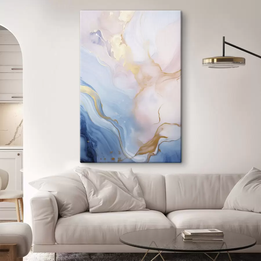 Obraz Abstrakcyjna sztuka płynna o fakturze, z wirującymi wzorami w odcieniach różu i błękitu s48730