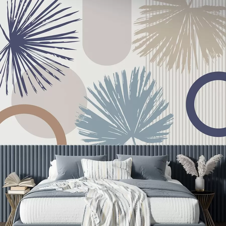 Fototapeta Abstrakcja z motywami roślinnymi i geometrycznymi sylwetkami w05505v1