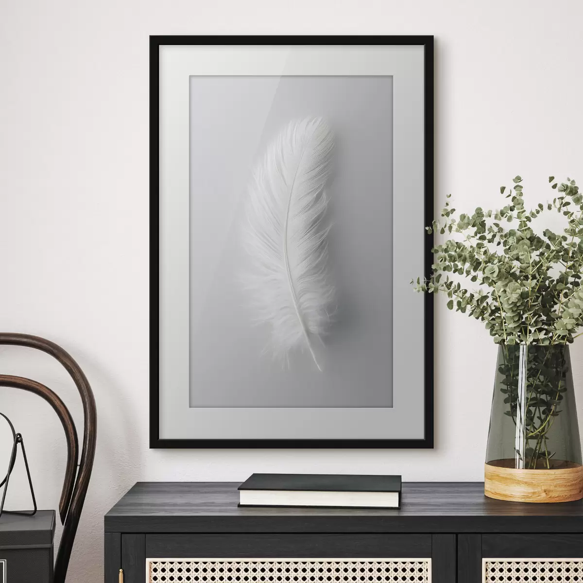 Plakat eleganckie pióro łabędzia f48782