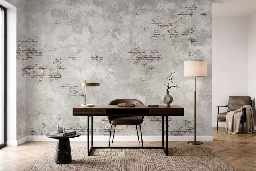 Fototapeta Tekstura tynku w stylu grunge z fragmentami odsłoniętej cegły w05161