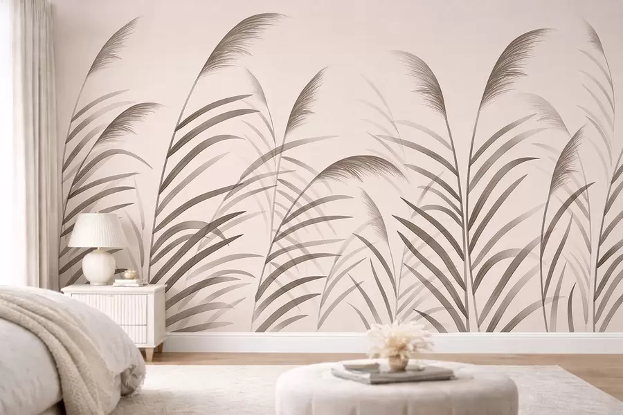 Fototapeta Minimalistyczne sylwetki z trzciny w odcieniach beżu w05432