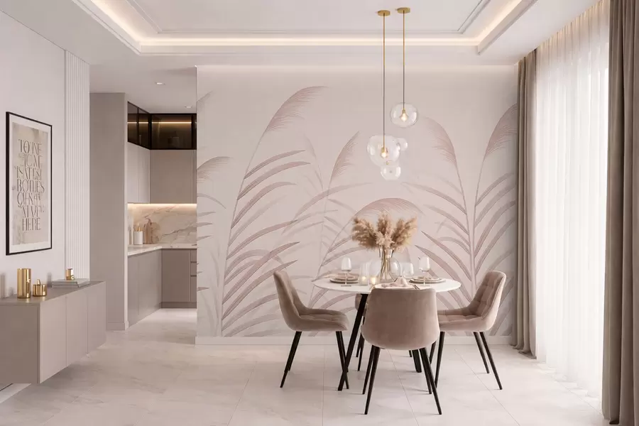 Fototapeta Trawy w stylu minimalistycznym w delikatnych odcieniach różu w05432v2
