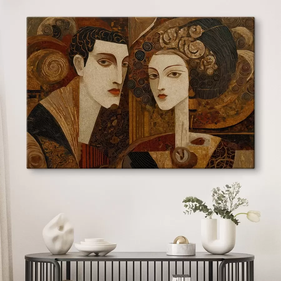 Obraz Para w stylu mozaiki, portret abstrakcyjny s48933