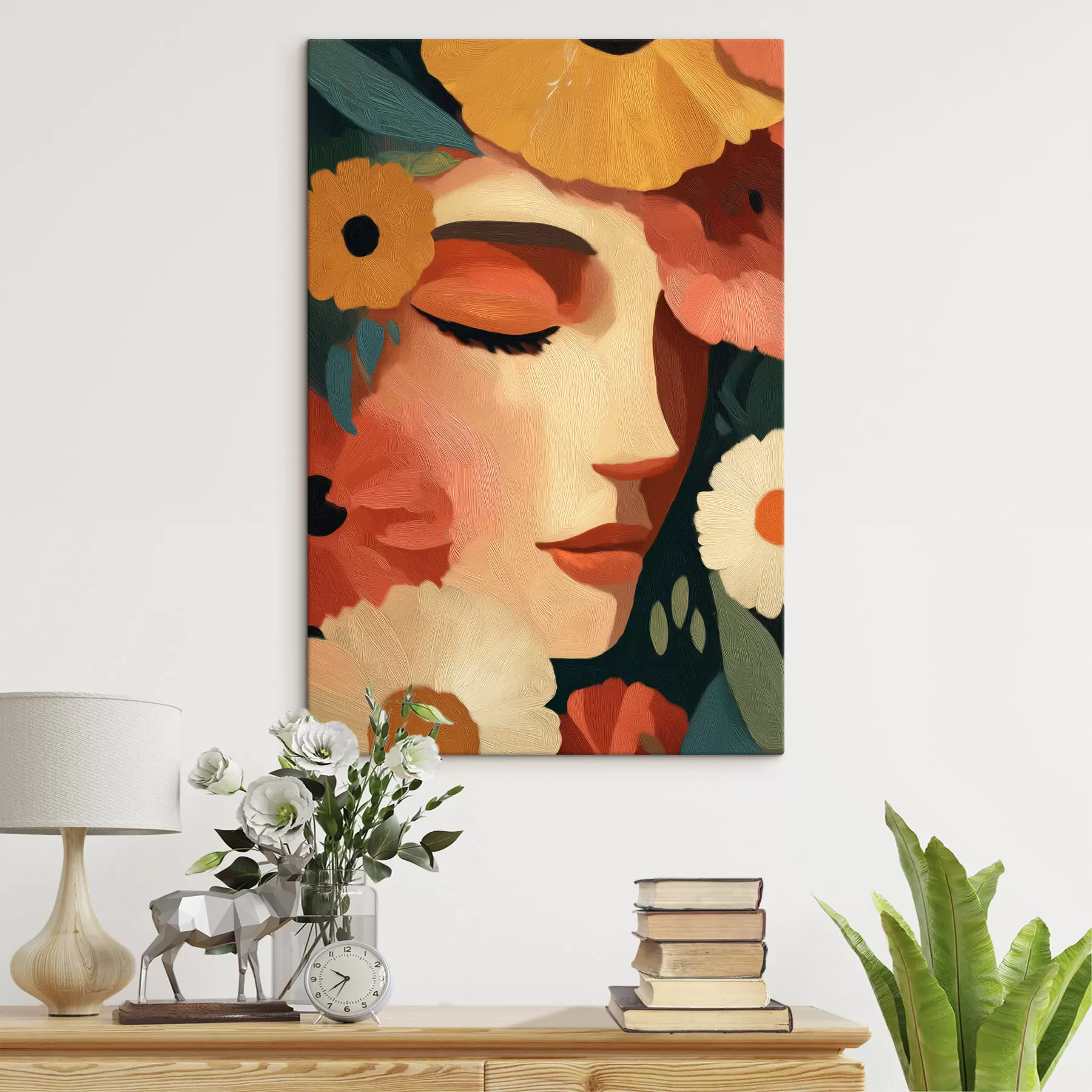 Obraz Portret kobiety z kwiatami s48960