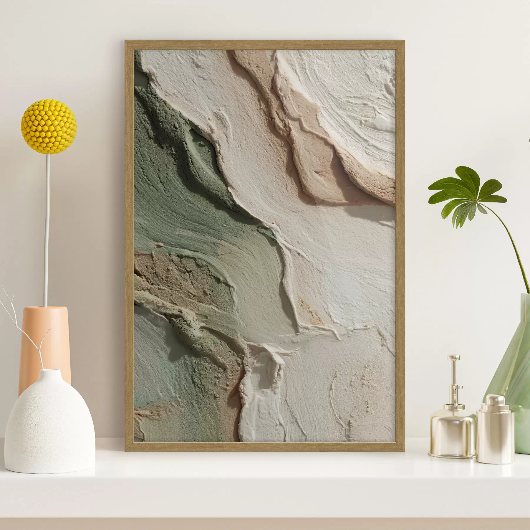 Fototapeta Tekstura w stylu impasto w odcieniach beżu i zieleni f48799