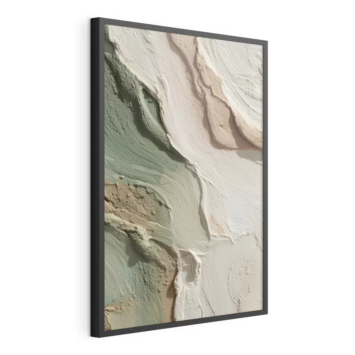 Plakat Tekstura w stylu impasto w odcieniach beżu i zieleni f48799