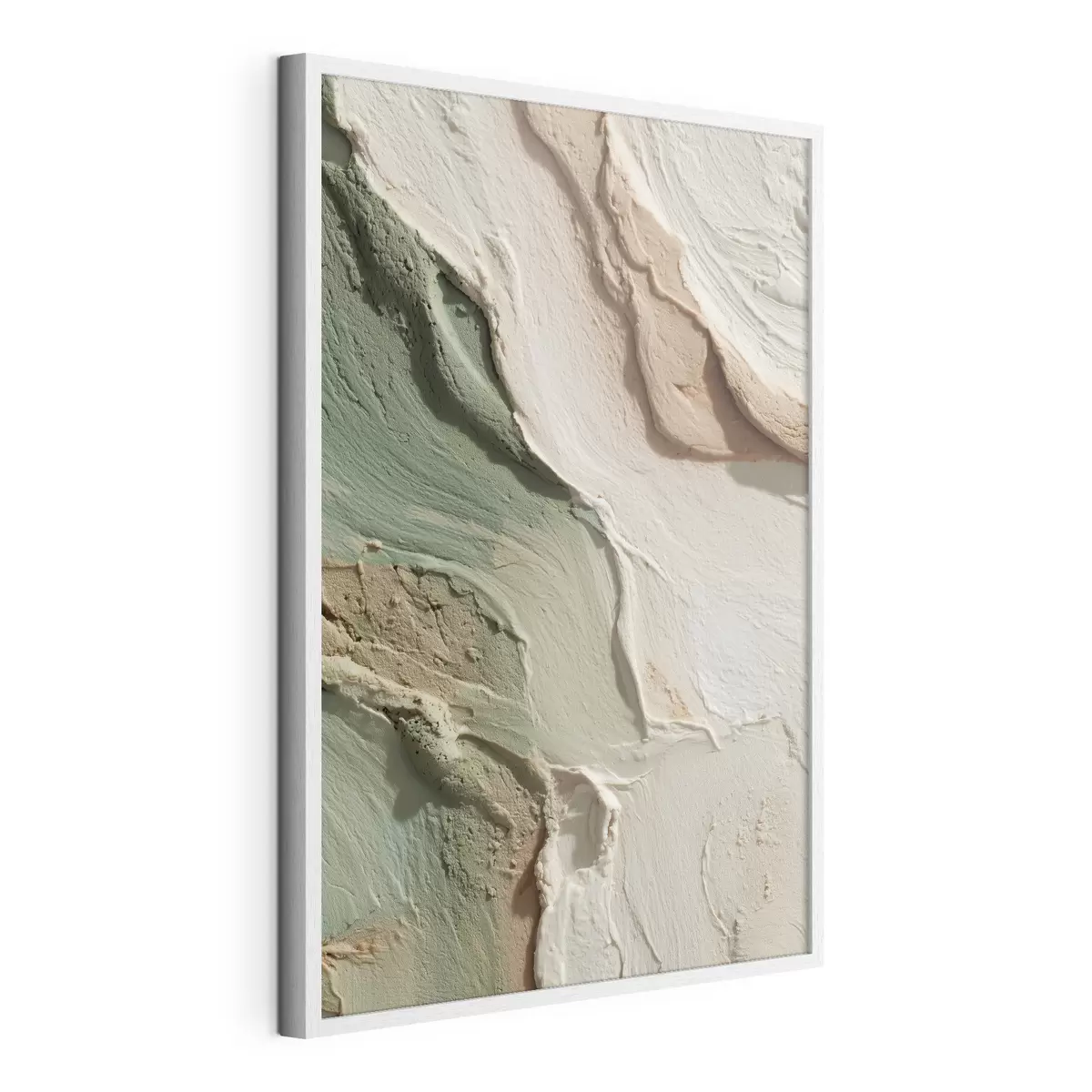 Plakat Tekstura w stylu impasto w odcieniach beżu i zieleni f48799