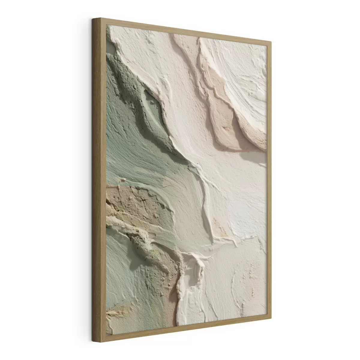 Plakat Tekstura w stylu impasto w odcieniach beżu i zieleni f48799