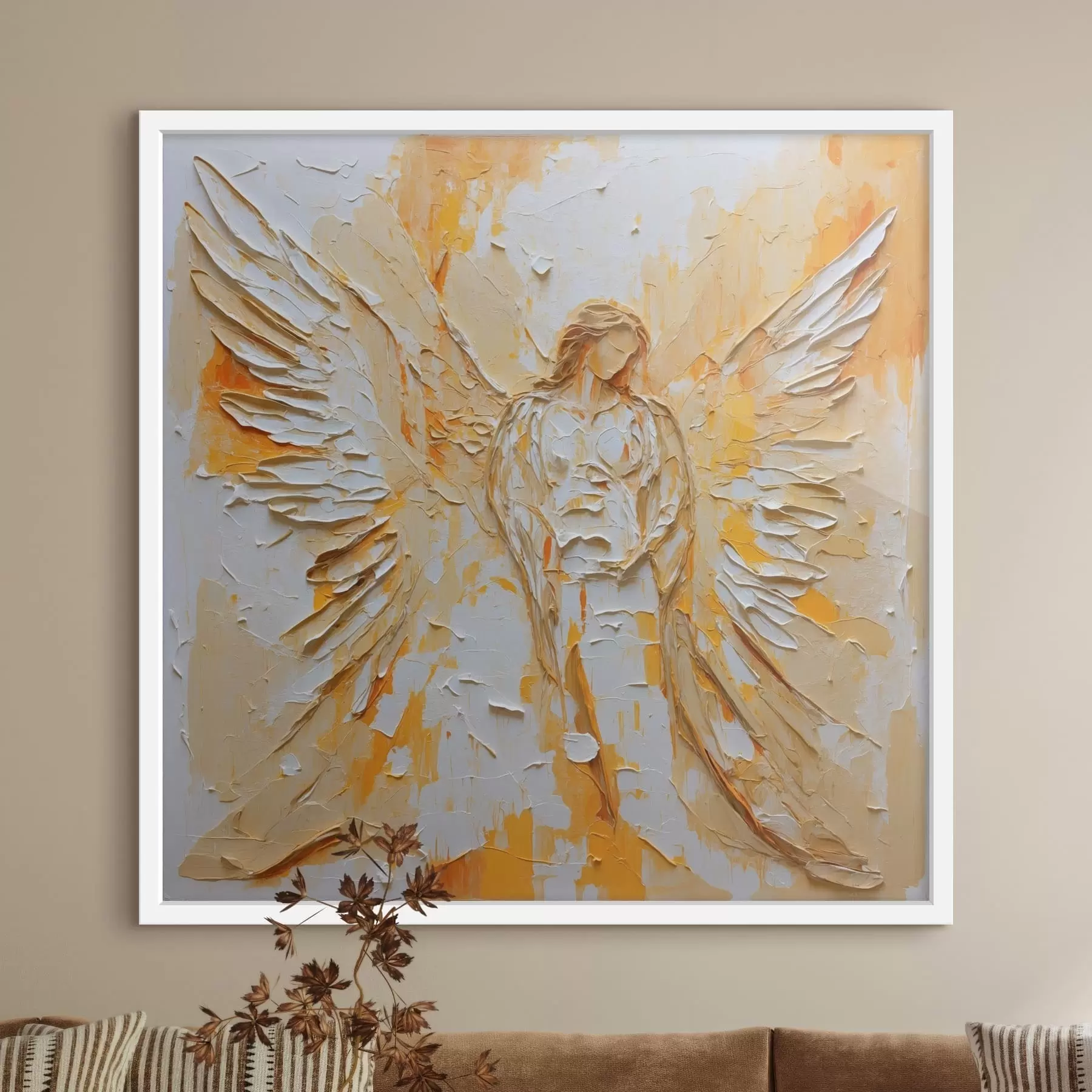 Fototapeta Figurka anioła o fakturze w stylu impasto, ze skrzydłami f48808