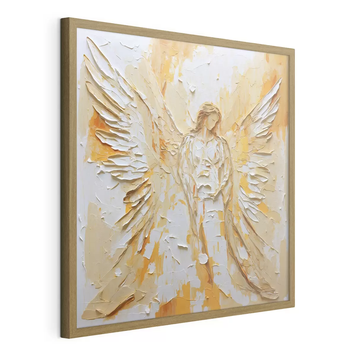 Plakat Figurka anioła o fakturze w stylu impasto, ze skrzydłami f48808