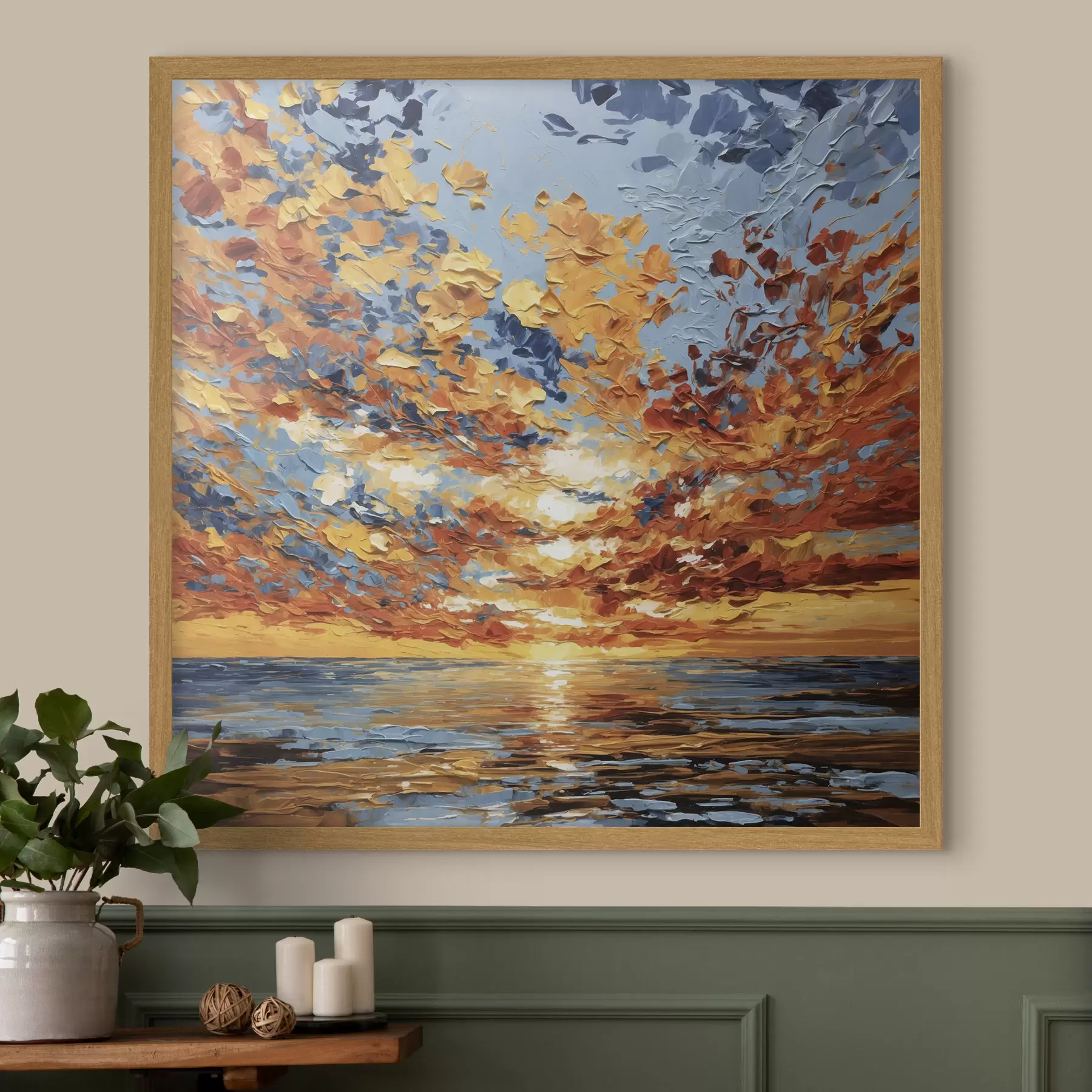 Fototapeta Spektakularny zachód słońca nad morzem w stylu impasto f48810