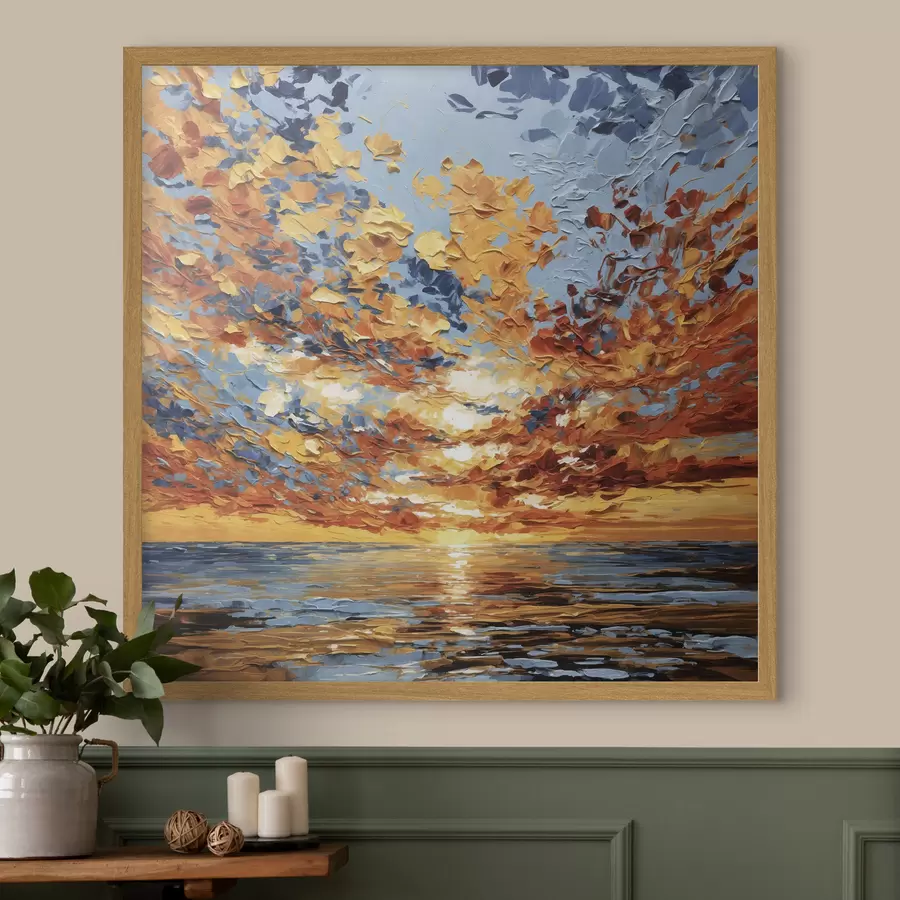 Fototapeta Spektakularny zachód słońca nad morzem w stylu impasto f48810