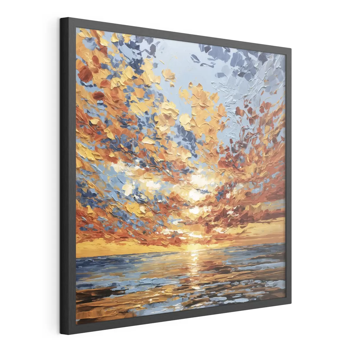 Plakat Spektakularny zachód słońca nad morzem w stylu impasto f48810