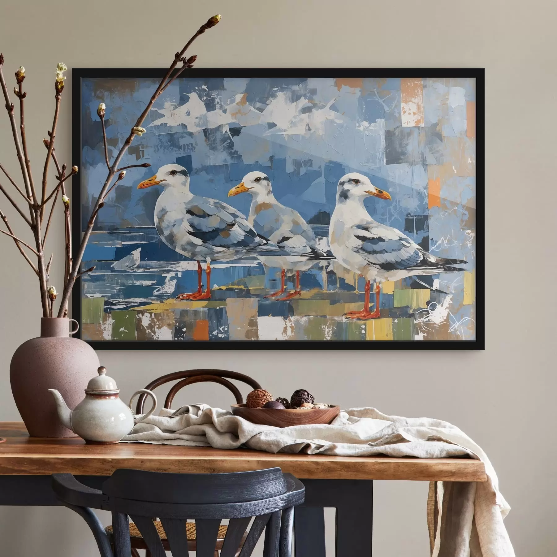 Fototapeta Mewy w stylu modernistycznym na abstrakcyjnym tle f48822