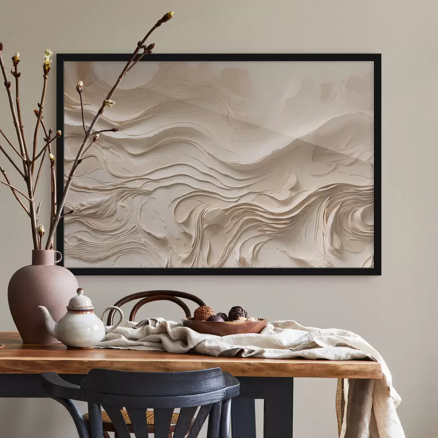 Fototapeta Minimalistyczne, abstrakcyjne, faliste warstwy w odcieniach beżu f48834