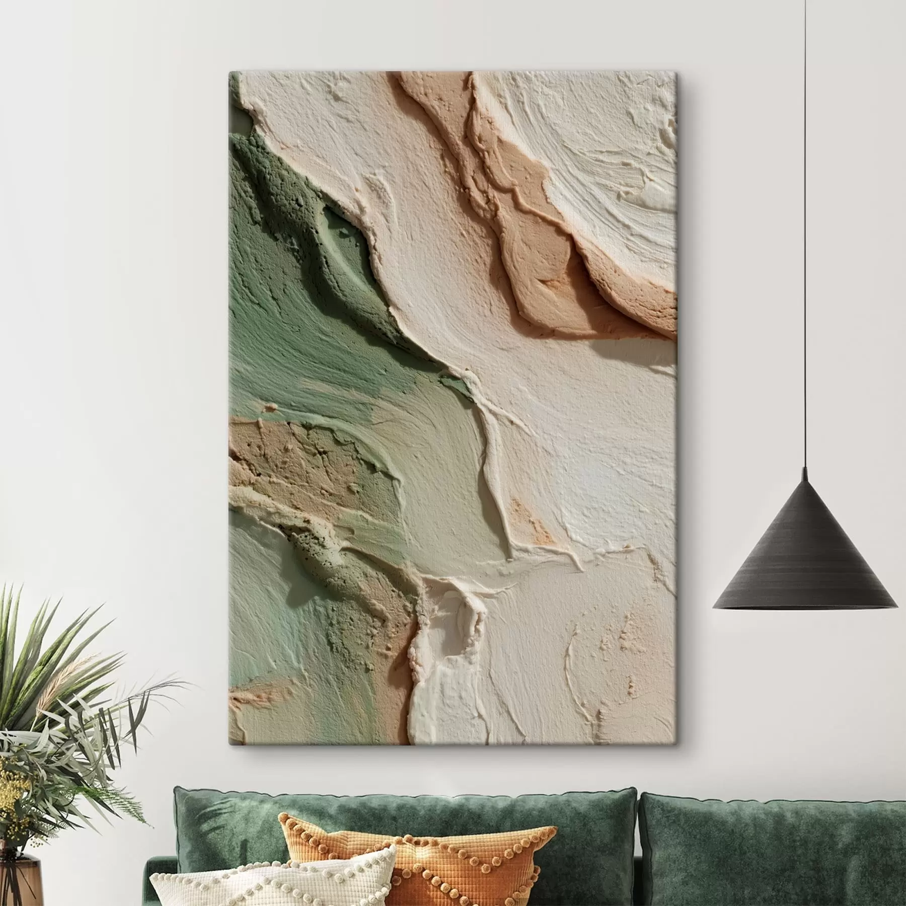 Fototapeta Tekstura w stylu impasto w odcieniach beżu i zieleni s48799