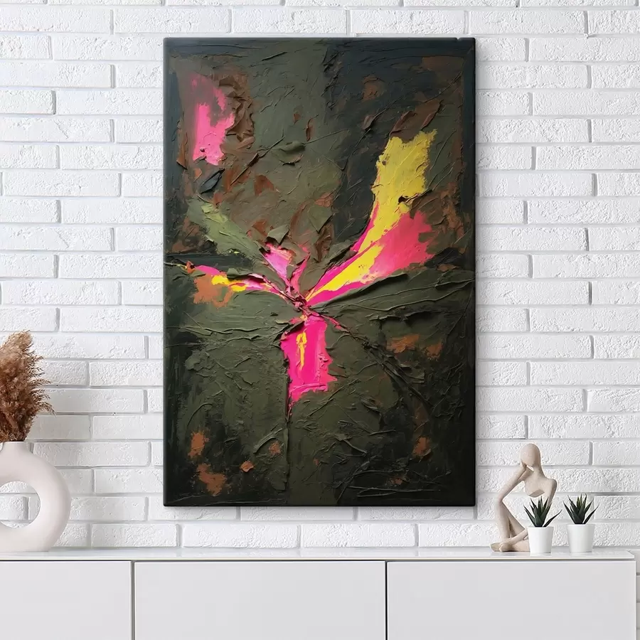 Obraz Kompozycja o fakturze w stylu impasto z wyrazistymi akcentami s48826