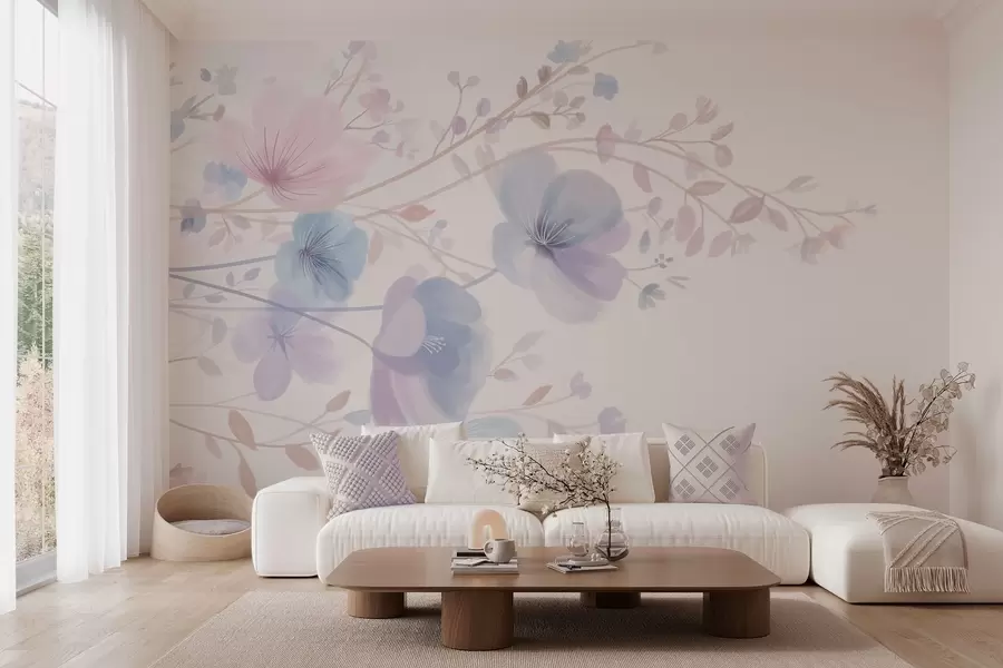 Fototapeta delikatne polne kwiaty na białym tle w05388