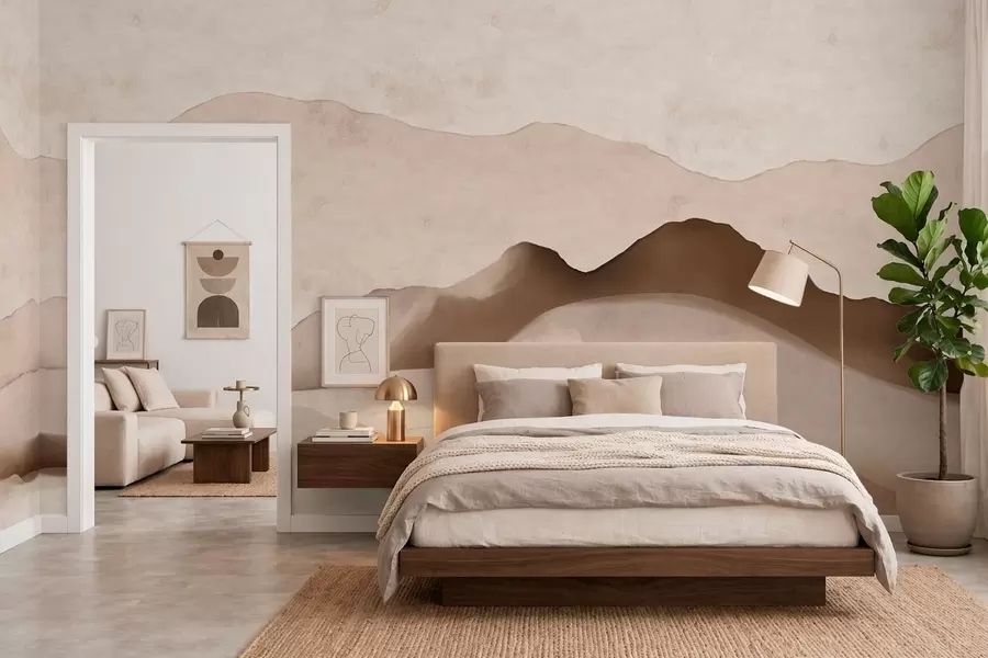 Fototapeta Abstrakcyjne góry w stylu japandi i minimalistycznym w05434