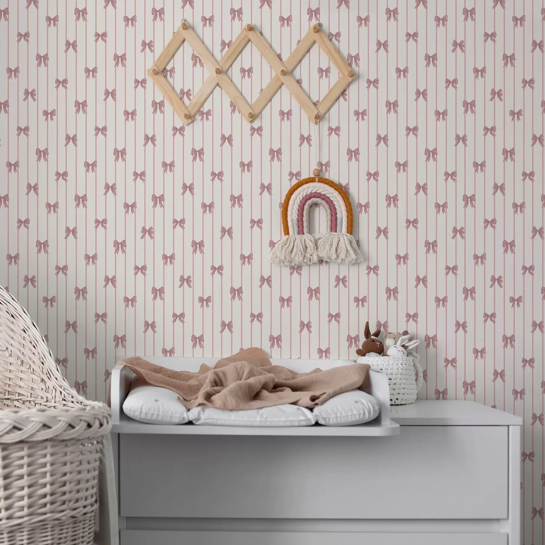 Fototapeta Małe różowe kokardki w pionowe paski a01076