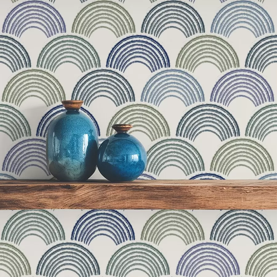 Fototapeta Niebieskie i zielone łuki w powtarzającym się wzorze a01164v2