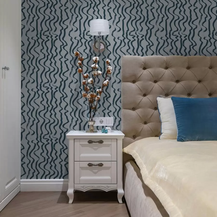 Fototapeta Ciemne, faliste linie na niebieskim tle a01168v1