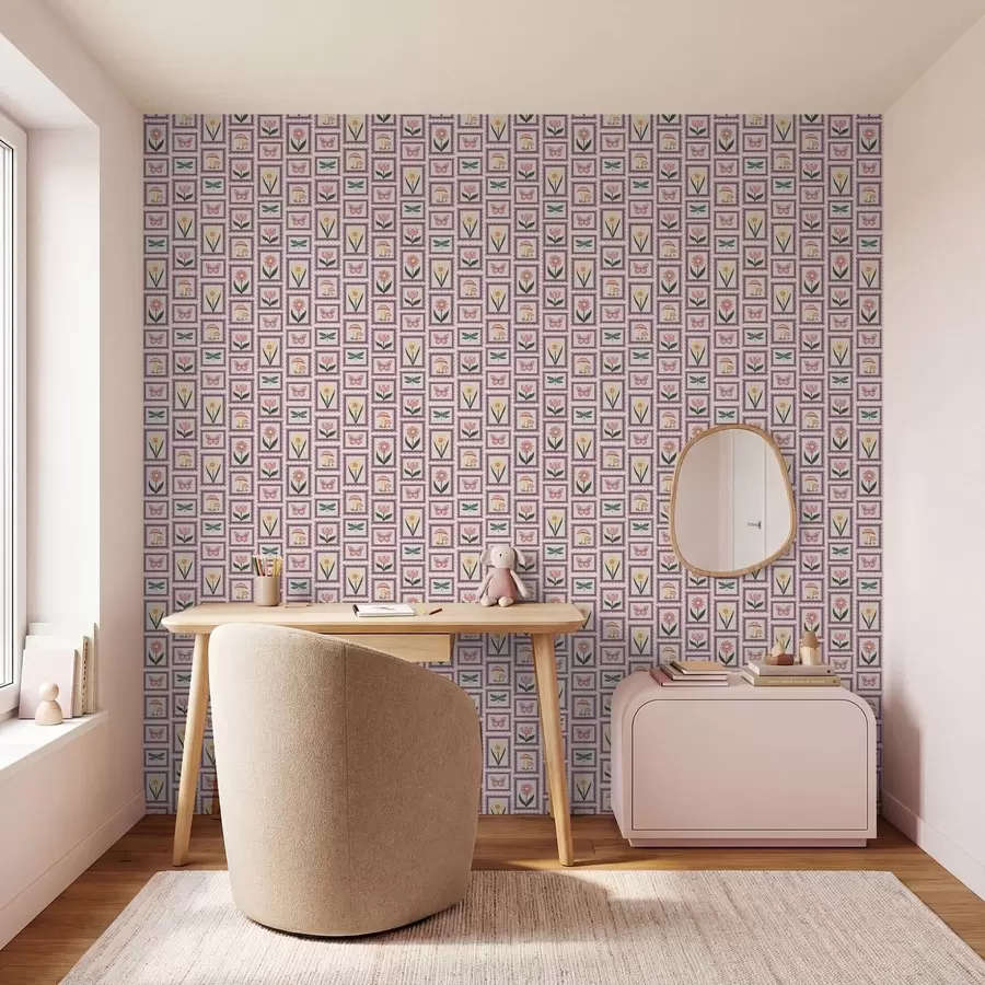 Fototapeta Ilustracje w ramkach w odcieniach bzu a01175v1