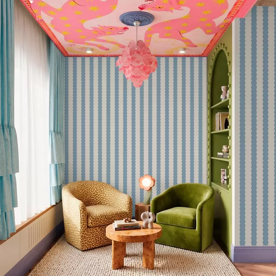 Fototapeta Niebieskie faliste paski w stylu minimalistycznym a01182