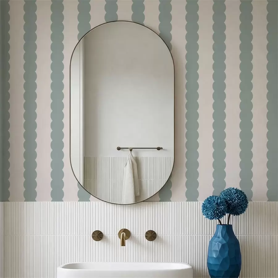 Fototapeta Oliwkowe faliste paski w stylu minimalistycznym a01182v1