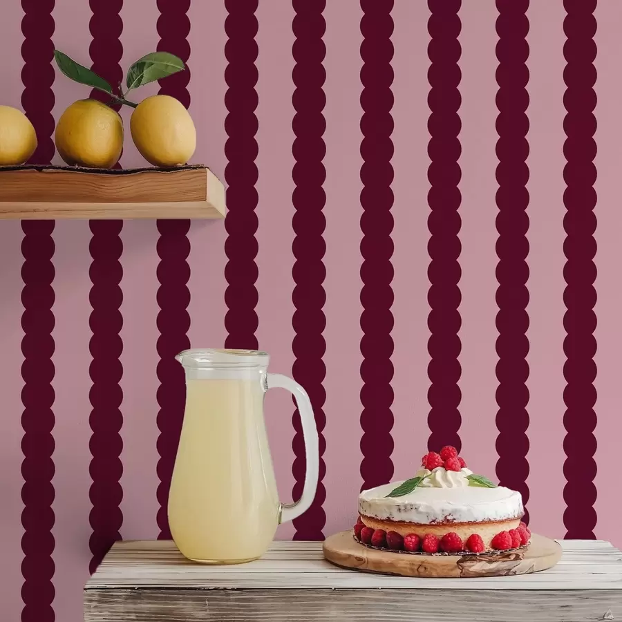 Fototapeta Burgundowe faliste paski w stylu minimalistycznym a01182v5