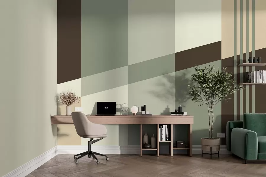 Fototapeta Dyskretne geometryczne wzory w odcieniach oliwki, beżu i brązu w05390