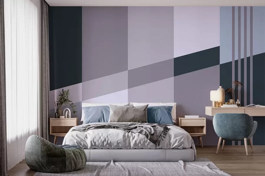 Fototapeta Dyskretne geometryczne wzory w odcieniach szarości i błękitu w05390v1