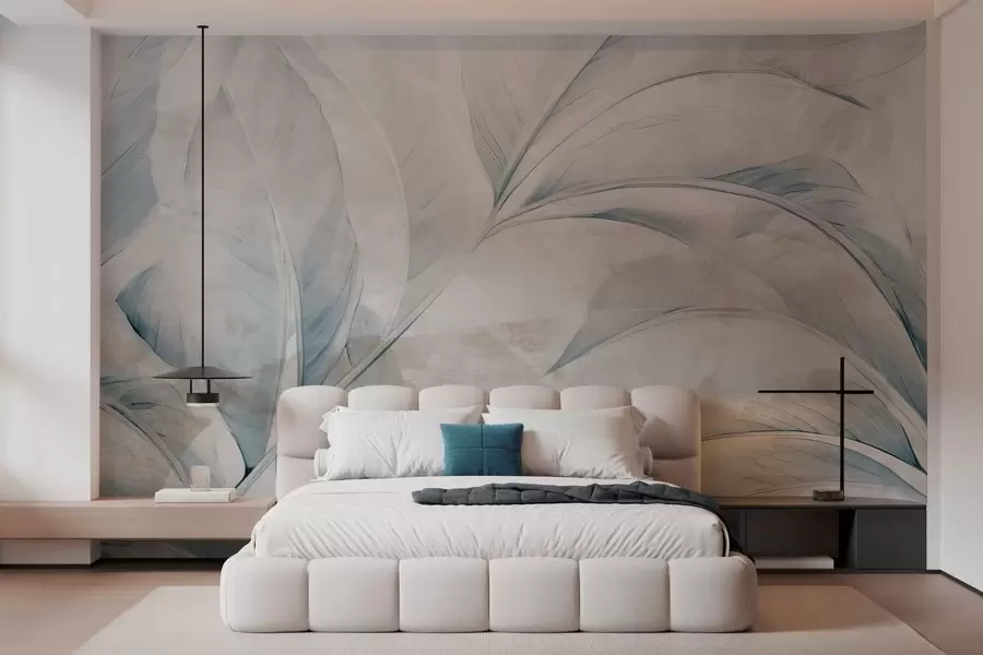 Fototapeta Liście na betonowej ścianie w05440