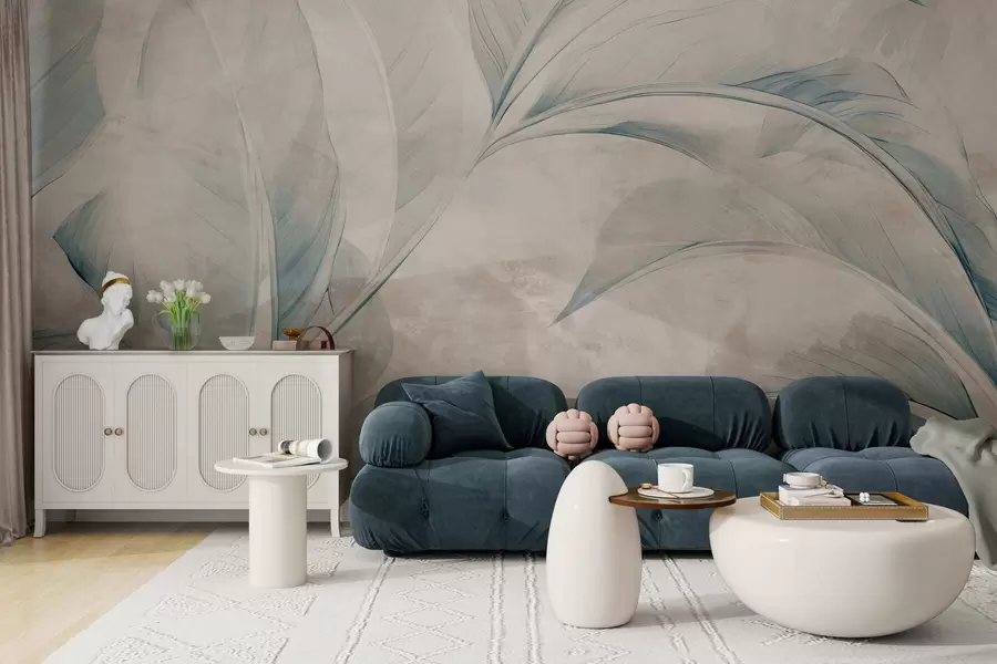 Fototapeta Liście na betonowej ścianie w05440