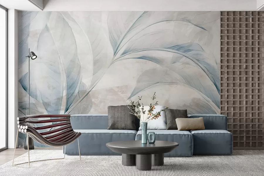 Fototapeta Liście na betonowej ścianie w05440