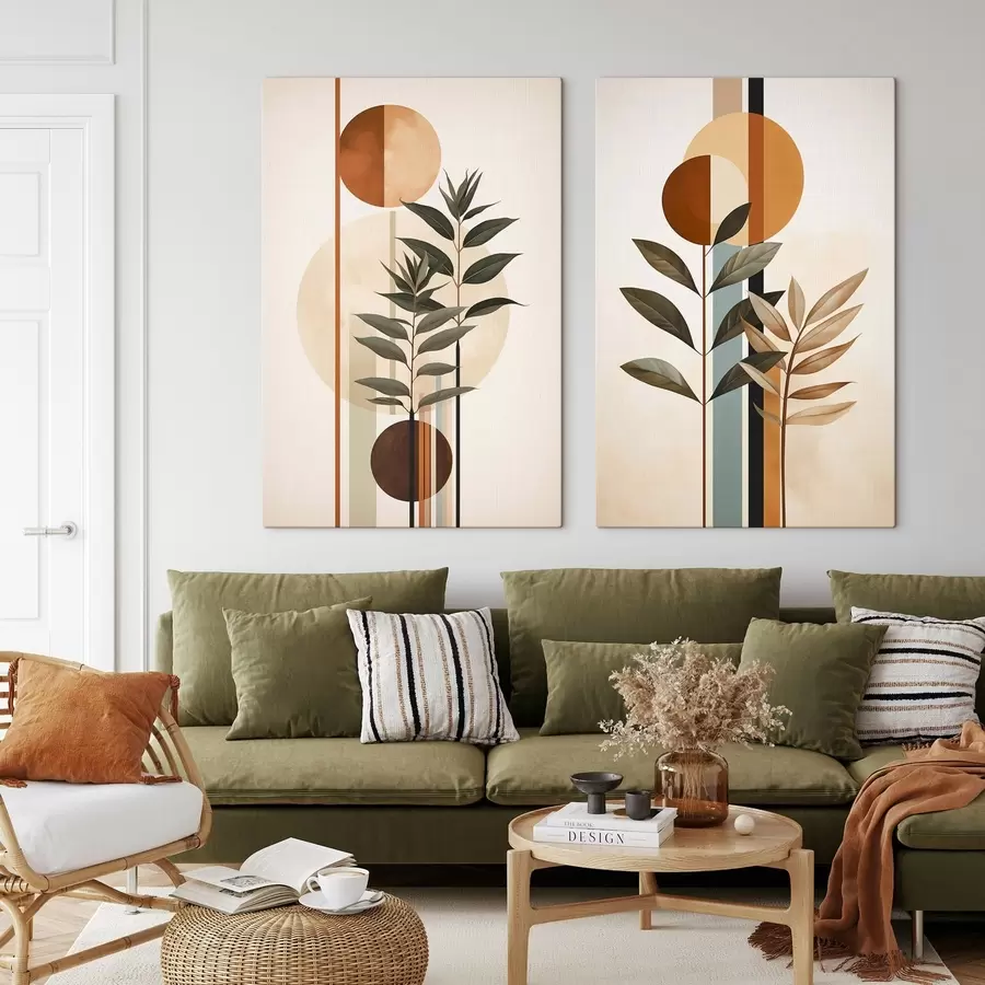 Obraz Abstrakcyjne rośliny z okręgami i liniami m30392