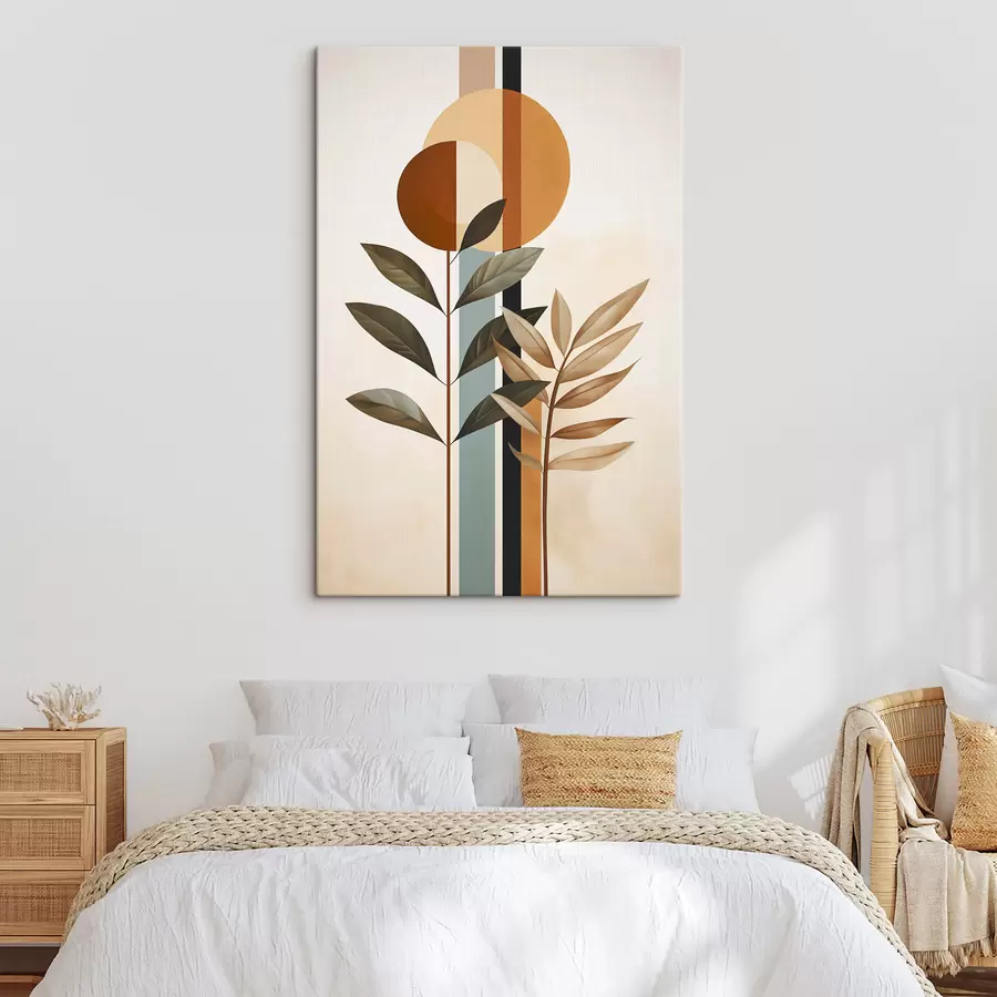 Obraz Abstrakcyjne rośliny z okręgami i liniami s48929