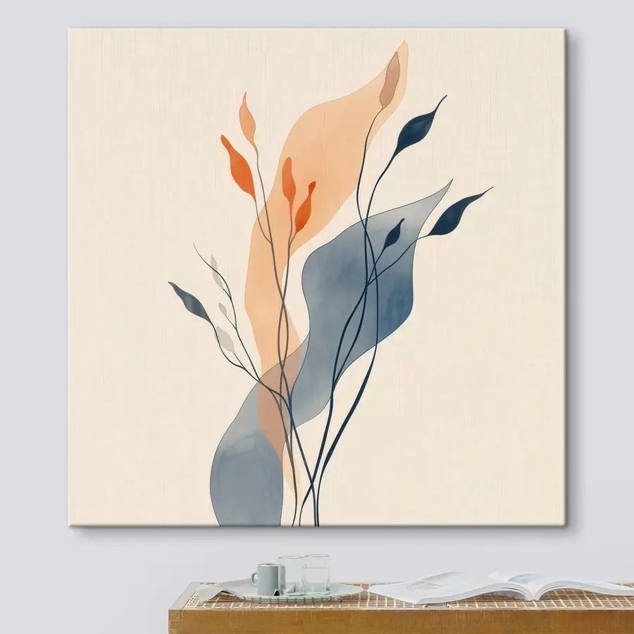 Obraz Kompozycja z wyrazistymi sylwetkami roślin w stylu ilustracji artystycznej s48838