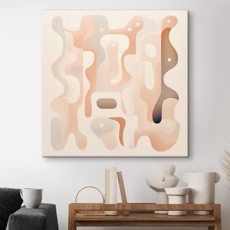 Obraz Harmonia zakrzywionych kształtów i naturalnej palety barw w stylu ilustracji sztuki współczesnej s48845