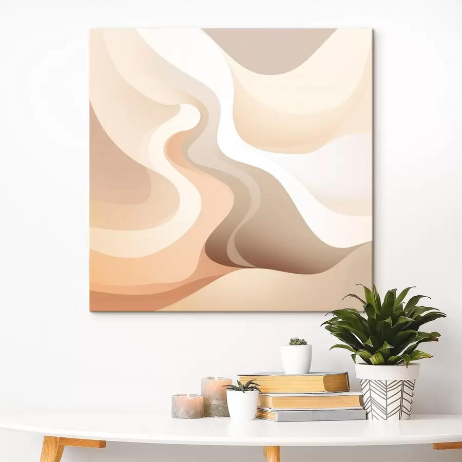 Obraz Harmonia zakrzywionych kształtów i kremowych odcieni w stylu ilustracji sztuki współczesnej s48846